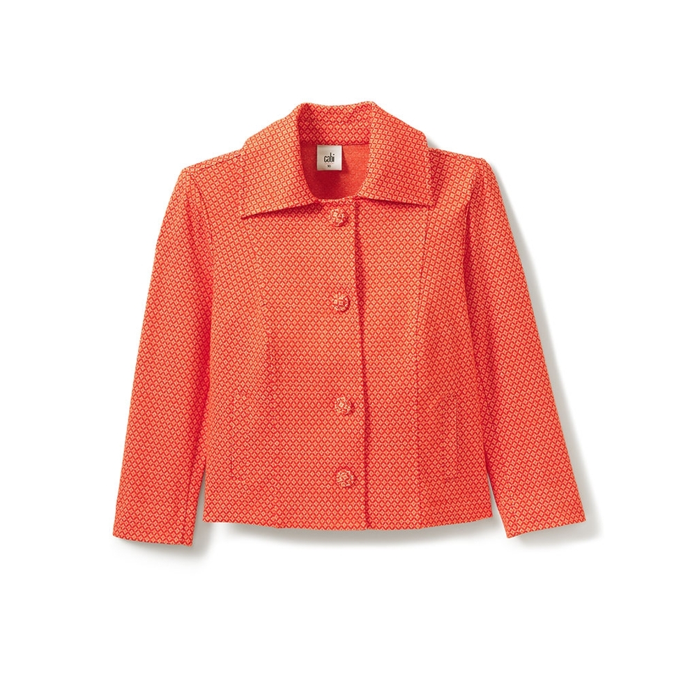 cabi Matchmaker Topper, Orange Patterned Jacket